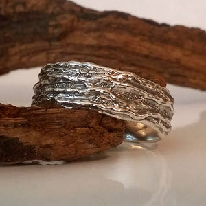 Men's Silver Branch Wedding Band, Silver Tree Branch Ring, Wide Wedding Band, Men's Twig Ring, Twig Wedding Band