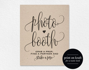 Photo Booth Sign Printable, Photo Booth Sign, Wedding Printable, Wedding Sign, Wedding Ideas, PDF Instant Download #BPB203_67