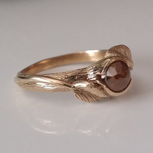 Leaf and Twig Engagement Ring, Rose Cut Diamond Engagement Ring, Made to Order Leaf Engagement Ring in Gold by Dawn Vertrees