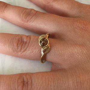 Leaf and Twig Engagement Ring, Rose Cut Diamond Engagement Ring, Made to Order Leaf Engagement Ring in Gold by Dawn Vertrees