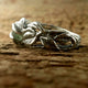 Sterling Silver Green Sapphire Leaf and Twig Wedding Band, Tree Branch Ring, Leaf Ring, Twig Ring, Twig and Leaf Ring, Branch Band by Dawn
