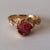 Leaves Engagement Ring - 14K Yellow Gold and Raw Ruby Engagement Ring, Rough Uncut Ruby, 14k Cocktail or Statement Ring by Dawn