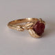 Leaves Engagement Ring - 14K Yellow Gold and Raw Ruby Engagement Ring, Rough Uncut Ruby, 14k Cocktail or Statement Ring by Dawn