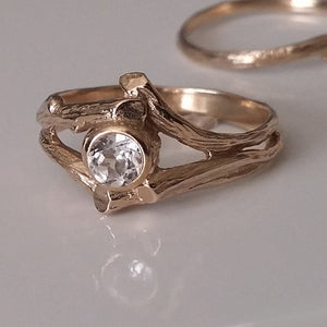 Twig Engagement Ring, 14K, 18k, Diamond Ring, Unique Engagement Ring, Moissanite Wedding Ring Set, Branch Anniversary Ring, Promise ring