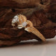Leaves Engagement Ring - 14K or 18k Gold and Diamond Engagement Ring, 3 Stone Ring, Three Stone Ring, Engagement Ring, Leaf Ring, by Dawn