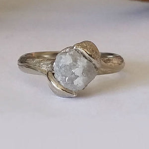 Twig Engagement Ring, Raw Uncut Rough Diamond Engagement Ring, Leaf Engagement Ring or Promise Ring in Gold by Dawn Vertrees