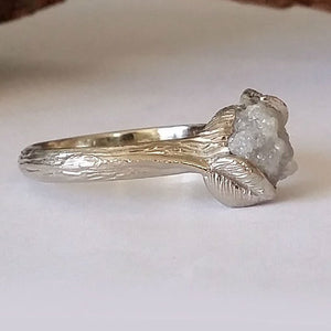 Twig Engagement Ring, Raw Uncut Rough Diamond Engagement Ring, Leaf Engagement Ring or Promise Ring in Gold by Dawn Vertrees