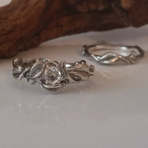 RESERVED LISTING: Sterling Silver Leaf, Twig and Vine Ring, Solitaire Only