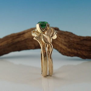 Interlocking Nature Inspired Leaf and Twig Bridal Set, Leaf Wedding, Engagement or Anniversary Ring, by Dawn Vertrees