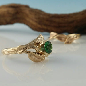 Interlocking Nature Inspired Leaf and Twig Bridal Set, Leaf Wedding, Engagement or Anniversary Ring, by Dawn Vertrees