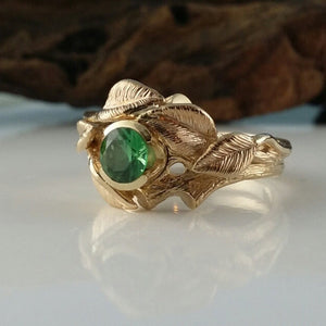 Interlocking Nature Inspired Leaf and Twig Bridal Set, Leaf Wedding, Engagement or Anniversary Ring, by Dawn Vertrees