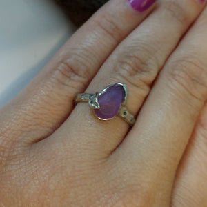 Purple Sapphire Twig Engagement Ring, White Gold Sapphire Promise Ring, Gifts for Her, Hand Sculpted by Dawn