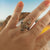 Rustic Rough Diamond Ring, 14k Gold, Gun Metal Sterling Silver Textured Band, One-of-a-kind Multi Rough Diamond Ring by Dawn Vertrees