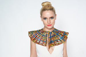Ohemaa Small Ankara Print laced Cape