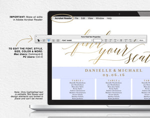 Gold Wedding Seating Chart, Seating Chart Printable, Seating Chart Template, Seating Board, Wedding Sign, PDF Instant Download #BPB324_52