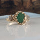 Leaf and Pebble Engagement Ring, Hand Sculpted, Three Raw Stone, Rough Diamond Emerald Engagement, Uncut Birthstone Stacking Ring