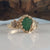 Leaf and Pebble Engagement Ring, Hand Sculpted, Three Raw Stone, Rough Diamond Emerald Engagement, Uncut Birthstone Stacking Ring