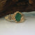 Leaf and Pebble Engagement Ring, Hand Sculpted, Three Raw Stone, Rough Diamond Emerald Engagement, Uncut Birthstone Stacking Ring