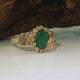 Leaf and Pebble Engagement Ring, Hand Sculpted, Three Raw Stone, Rough Diamond Emerald Engagement, Uncut Birthstone Stacking Ring