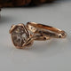 Twig Engagement Ring, 14kRose Gold Diamond Slice with Leaves, a Twig band with scattered diamonds hand sculpted bridal set by Dawn Vertrees.