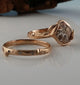 Twig Engagement Ring, 14kRose Gold Diamond Slice with Leaves, a Twig band with scattered diamonds hand sculpted bridal set by Dawn Vertrees.