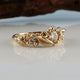ON HOLD , do not purchase - New Moissanite Leaf Design by Dawn Vertrees, Hand Sculpted with 3 Moissanite Diamonds Engagement Ring in Gold