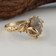 One-of-a-Kind Hand Sculpted with Three Rough Diamonds in Yellow Gold, New Leaf and Pebble Rough Diamond Collection by Dawn Vertrees
