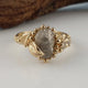 One-of-a-Kind Hand Sculpted with Three Rough Diamonds in Yellow Gold, New Leaf and Pebble Rough Diamond Collection by Dawn Vertrees