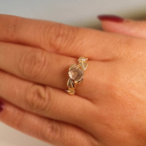 Leaf Engagement Ring, 14K Yellow Gold, Rough Diamond Engagement Ring, Engagement Rings by Dawn Vertrees