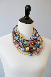Recyled Flipflop Bead Necklace - Multi
