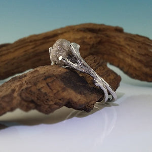 18k Twig Engagement Ring, Raw Uncut Diamond Branch Bridal Set, 18k White Gold, Hand Sculpted by Dawn Vertrees