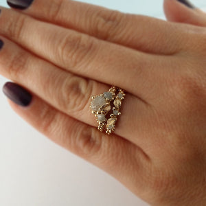 One-of-a-Kind Hand Sculpted and Delicate, New Leaf and Pebble Rough Diamond Collection by Dawn Vertrees