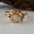 Interlocking Rough Diamond, Nature Inspired Leaf and Twig Bridal Set, Leaf Wedding, Engagement or Anniversary Ring, 14k Yellow Gold by Dawn