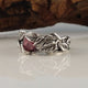 Sterling Silver Green Sapphire Leaf and Twig Wedding Band, Tree Branch Ring, Leaf Ring, Twig Ring, Twig and Leaf Ring, Branch Band by Dawn