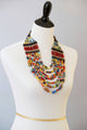 Trade beads, African beads ,African tribal beads, Glass beads and Genuine leather Multi-strand Statement  Necklace