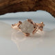 Rose Gold Twig Bridal Set with Raw Uncut White Diamond, Made-to-Order, Diamond Wedding Ring Set Hand Sculpted by Dawn Vertrees Jewelry