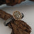 Gun Metal Sterling Silver Textured Band with a Rough Diamond set in 14k Gold, One of a kind Hand Sculpted by Dawn Vertrees