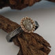 Gun Metal Sterling Silver Textured Band with a Rough Diamond set in 14k Gold, One of a kind Hand Sculpted by Dawn Vertrees