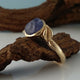 Blue Sapphire Engagement Ring, Yellow Gold Sapphire Engagement Ring, One-of-a-kind Leaf & Twig Engagement Ring hand sculpted by Dawn