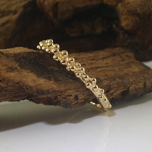New Leaf and Pebble Wedding Band, Hand Sculpted, Gold Stacking Wedding Band  by Dawn Vertrees