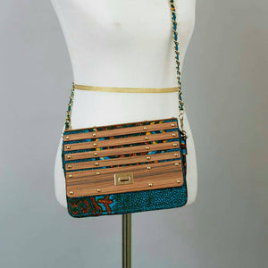 Sika Ankara Print and Bamboo Bag, Crossbody Bag, Messenger Bag, Fabric Handbag, Bamboo Hand Bag, Ethnic Bag, African Bag, Gift For Her
