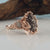 Leaf and Pebble Raw Diamond Collection by Dawn Vertrees, One-of-a-Kind Hand Sculpted with Three Rough Diamonds in Gold Rose Gold