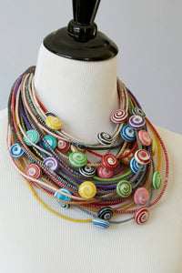 Recyled Flipflop Bead Necklace - Multi