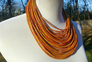 Recyled Flipflop multistrand  Necklace - Mustard