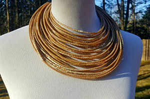 Recyled Flipflop Multistrand Necklace - Caramel