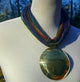 Genuine leather with Bronze pendant Multi-strand Statement necklace - multicolor