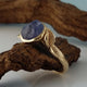 Blue Sapphire Engagement Ring, Yellow Gold Sapphire Engagement Ring, One-of-a-kind Leaf & Twig Engagement Ring hand sculpted by Dawn