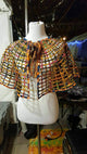 Handmade African Wax Print /Ankara Laced Cape Necklace - convertible, bathing suit cover up, skirt, poncho