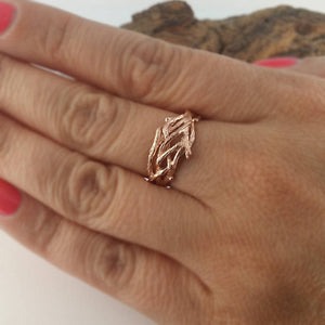 Women's Branch Wedding Band, Twig Engagement Ring, 14k, 18k, Yellow, White, Rose, Green Gold, Hand sculpted by Dawn Vertrees