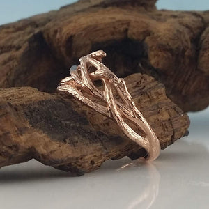 Women's Branch Wedding Band, Twig Engagement Ring, 14k, 18k, Yellow, White, Rose, Green Gold, Hand sculpted by Dawn Vertrees